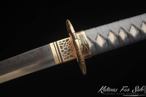 Japanese Katana Sword T10 Clay Tempered Steel with Black and Grey Dual Finish Hardwood Saya - Image 3