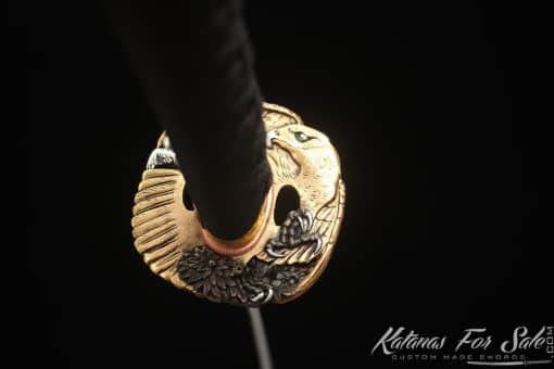 Limited-Edition Katana T10 Clay Tempered Steel with "Manpai" Full Hamon and Hadori Polish with Natural Bamboo Wood Saya with Buffalo Horns - Image 3