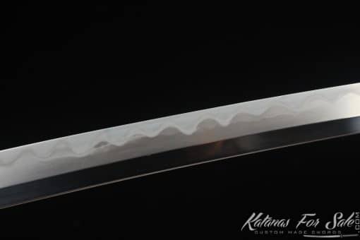 Exquisite Katana Soshu Kitae Construction (T10-1060-1045) with Multiple-refined Clay Tempered Steel  and Hadori Polish with Full Black Rayskin Saya - Image 4