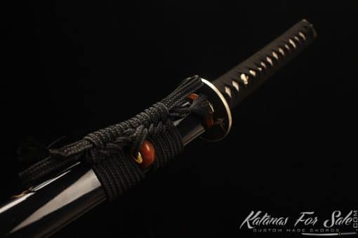 Katana Sword 1095 Folded Steel with Geo Shape and Handmade Gold Mystery Cloud Saya - Image 4