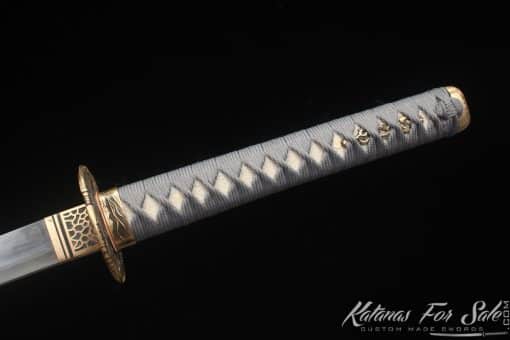 Japanese Katana Sword T10 Clay Tempered Steel with Black and Grey Dual Finish Hardwood Saya - Image 10