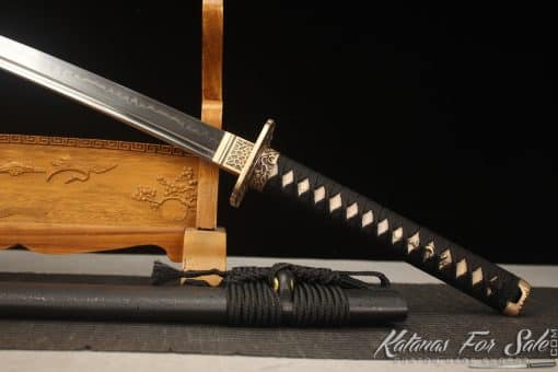 Elite Katana T10 Clay Tempered Steel with Sparkle Black Wooden Saya - Image 6