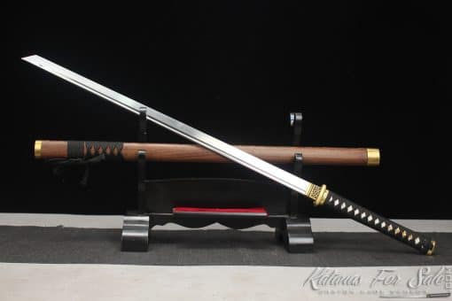 Hand forged Ninjato 9260 Spring Steel with Kiriha Zukuri Kissaki and Rosewood Saya with Brass Fittings - Image 3