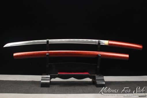 Samurai Shirasaya Katana 1060 Carbon Steel with Red and Sparkle Black Saya