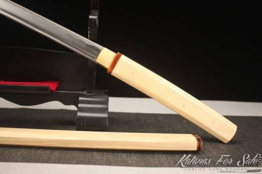 Shirasaya Katana 1060 Carbon Steel with Bamboo Wood Saya and brown buffalo horns - Image 6