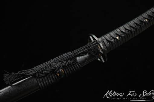 Handmade Katana Blade T10 Clay Tempered Steel with Round Hamon and Hadori Polish with Sparkle Black Saya - Image 5