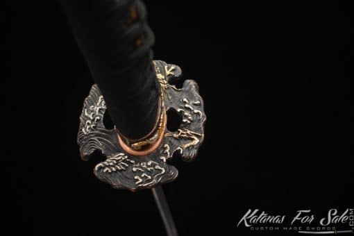 Exquisite Katana Soshu Kitae Construction (T10-1060-1045) with Multiple-refined Clay Tempered Steel  and Hadori Polish with Full Black Rayskin Saya - Image 5