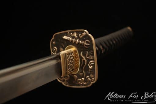 Elite Katana T10 Clay Tempered Steel with Sparkle Black Wooden Saya
