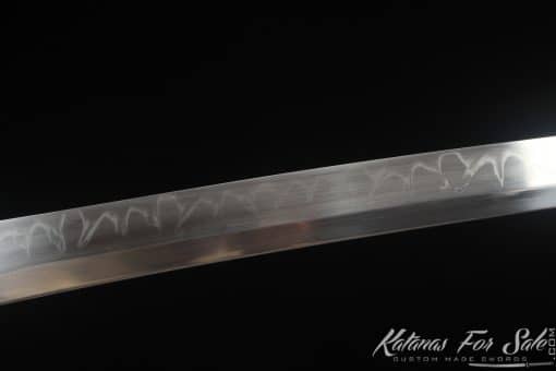 Japanese Katana Sword T10 Clay Tempered Steel with Black and Grey Dual Finish Hardwood Saya - Image 6