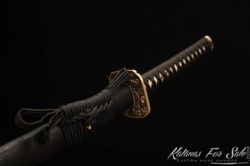 Elite Katana T10 Clay Tempered Steel with Sparkle Black Wooden Saya - Image 8
