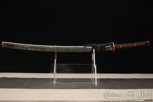 Warrior's Katana Edge T10 Folded Clay Tempered Steel with Hadori Polish and Full Black Rayskin Saya - Image 5