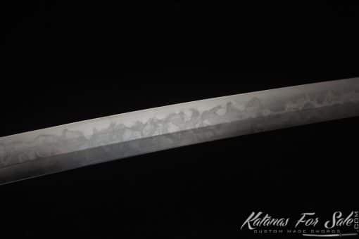 Legendary Katana T10 Clay Tempered Steel with "Manpai" Full Hamon and engraved dragon & sword with Black Ratten Hardwood Saya - Image 6