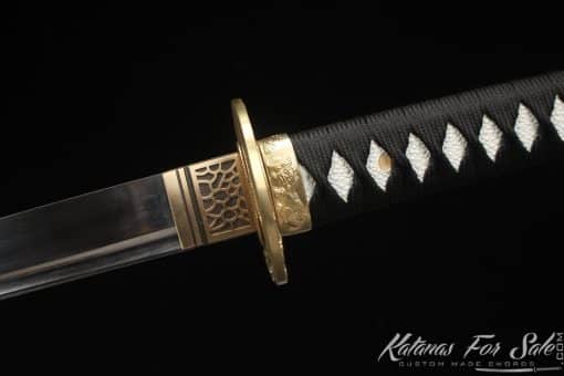 Katana 9260 Spring Steel with Splatter White on Black Hardwood Saya - Image 7