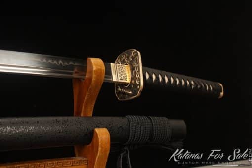 Elite Katana T10 Clay Tempered Steel with Sparkle Black Wooden Saya - Image 7