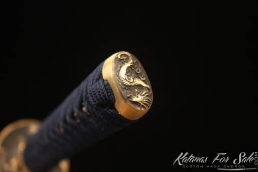 Japanese Sword Katana T10 Clay Tempered Steel with Black Bubble Lacquered Saya and Buffalo Horns - Image 6