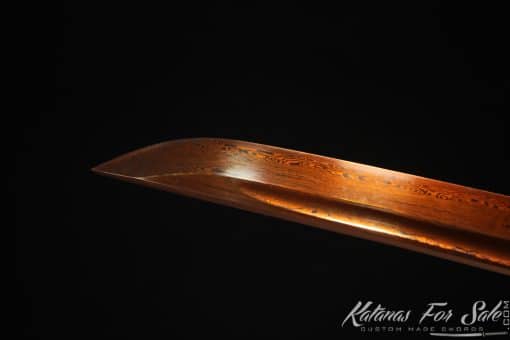 Katana 9260 Spring Steel with Red Acid Dye and Red and Black Dual Color Hardwood Saya - Image 4