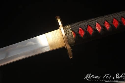 Warrior's Katana Edge T10 Folded Clay Tempered Steel with Hadori Polish and Full Black Rayskin Saya