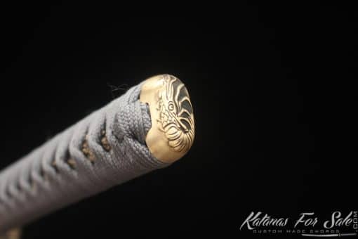 Japanese Katana Sword T10 Clay Tempered Steel with Black and Grey Dual Finish Hardwood Saya - Image 8