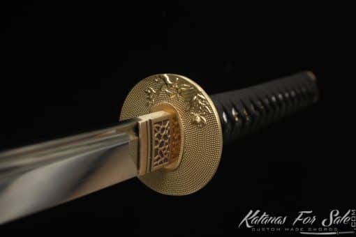 Katana 9260 Spring Steel with Splatter White on Black Hardwood Saya