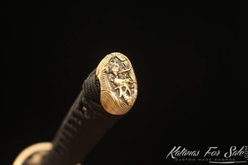 Katana Sword T10 Folded Clay Tempered Steel with Elegant Gold Dragon Hardwood Saya - Image 7