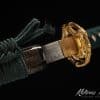 Samurai Katana T10 Clay Tempered Steel with Reversed Hamon and Full Black Rayskin Saya with Buffalo Horns