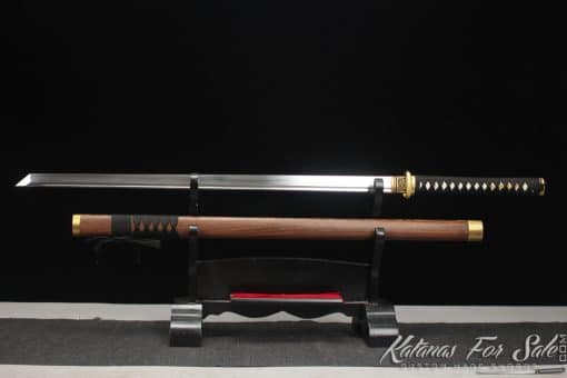 Hand forged Ninjato 9260 Spring Steel with Kiriha Zukuri Kissaki and Rosewood Saya with Brass Fittings