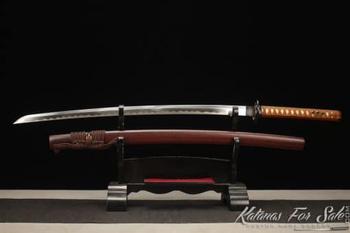 Sakabato Katana Reverse Blade 9260 Spring Steel with Brown Black Hardwood Saya