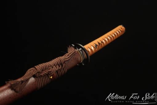 Sakabato Katana Reverse Blade 9260 Spring Steel with Brown Black Hardwood Saya - Image 5