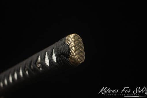 Katana Sword 1060 Carbon Steel with Black Acid Dye and Gloss Black hardwood Saya - Image 11