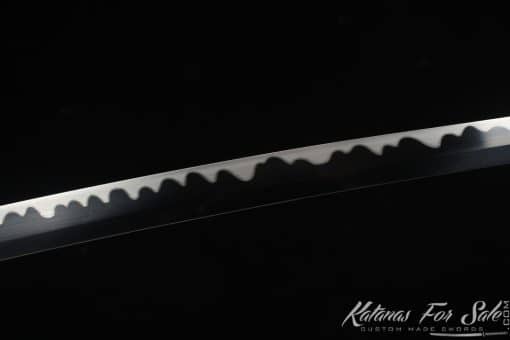 Katana 9260 Spring Steel with Black Acid Dye and Black and Blue Laquared Hardwood Saya - Image 11