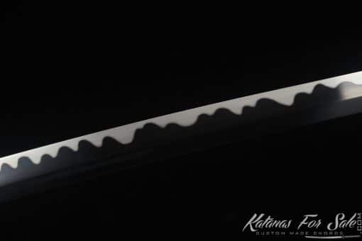 Katana Sword 1060 Carbon Steel with Black Acid Dye and Gloss Black hardwood Saya - Image 12