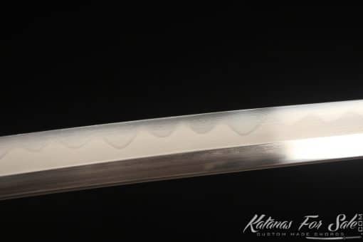 Katana Sword T10 Folded Clay Tempered Steel with Full Brown Ray Skin Saya and Buffalo Horn - Image 9