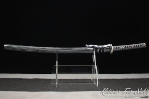 Katana Sword T10 Clay Tempered Steel with Handmade Schoepfia Wood Saya - Image 9