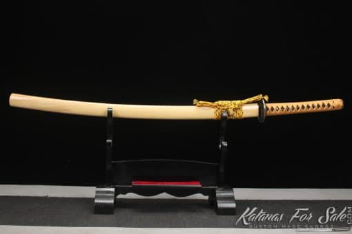Resilient Katana Blade T10 Clay Tempered Steel with Bamboo Wood Saya - Image 8