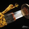 Katana Sword T10 Folded Clay Tempered Steel with Hadori Polish and Full Black Rayskin Saya with brown Buffalo Horns