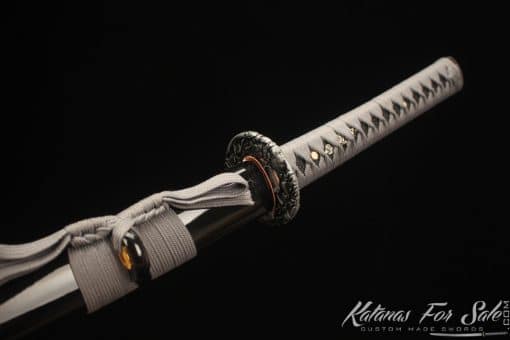 Forged Katana 9260 Spring Steel with Gloss Black hardwood Saya - Image 8
