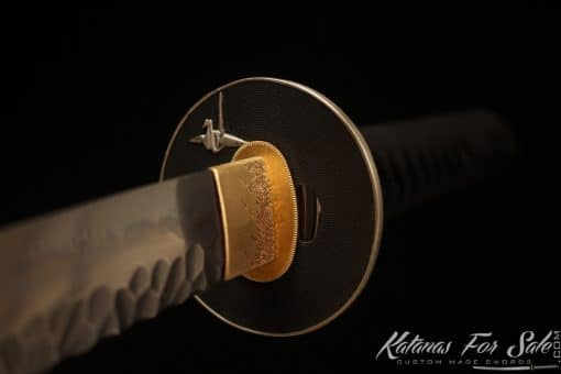 Katana Sword 1095 Folded Steel with Geo Shape and Handmade Gold Mystery Cloud Saya - Image 14