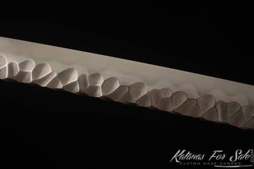 Katana Sword 1095 Folded Steel with Geo Shape and Handmade Gold Mystery Cloud Saya - Image 16