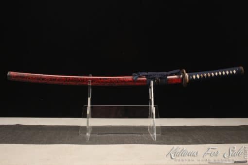 Hand Forged Katana Blade T10 Folded Clay Tempered Steel with Hadori Polish and Mixed Black and Red Paint Saya - Image 10