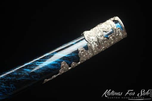 Professional Katana Sword T10 Clay Tempered Steel with Slash Blue Paint Hardwood Saya - Image 11