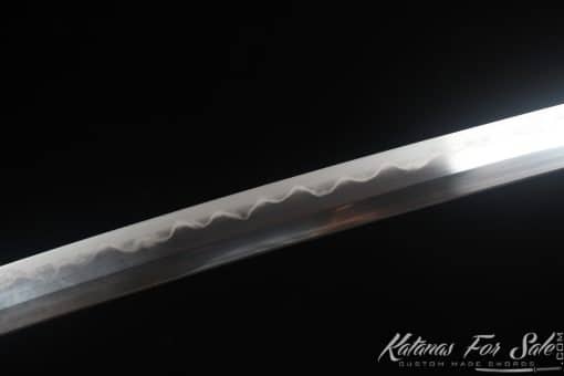 Japanese Katana Blade T10 Clay Tempered Steel with Round Hamon and Hadori Polish with Hand Carved Dragon Hardwood Saya - Image 10