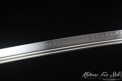Katana Blade T10 Clay Tempered Steel with Black and Blue Dotted Hardwood Saya - Image 10