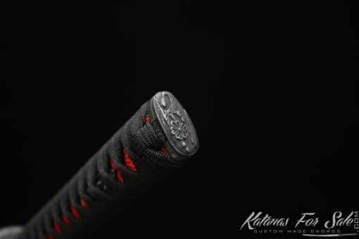 Katana T10 Clay Tempered Steel with Burgundy Black Stripes Hardwood Saya - Image 11