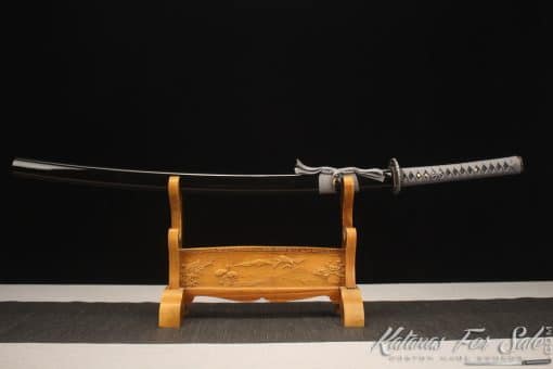 Forged Katana 9260 Spring Steel with Gloss Black hardwood Saya - Image 10