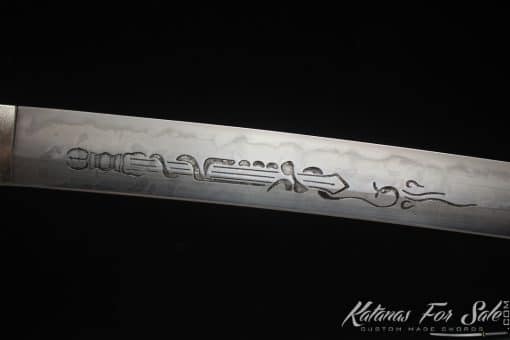 Legendary Katana T10 Clay Tempered Steel with "Manpai" Full Hamon and engraved dragon & sword with Black Ratten Hardwood Saya - Image 11