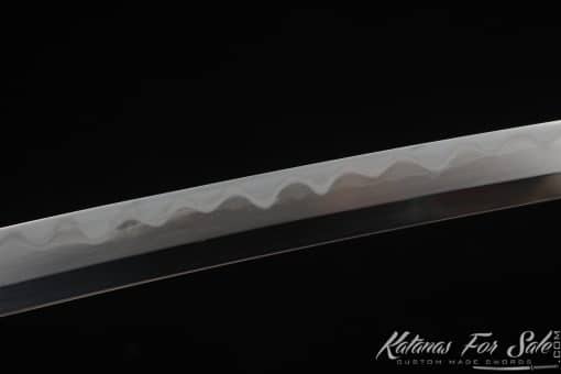 Exquisite Katana Soshu Kitae Construction (T10-1060-1045) with Multiple-refined Clay Tempered Steel  and Hadori Polish with Full Black Rayskin Saya - Image 9