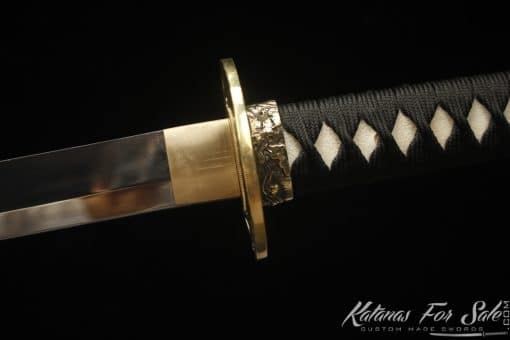 Katana 9260 Spring Steel with Black and Grey Leopard Hardwood Saya - Image 4