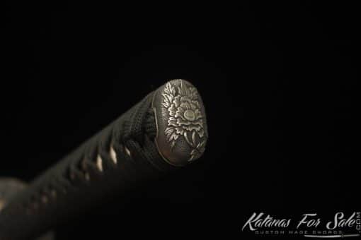 Katana T10 Folded Clay Tempered Steel with Hon Sanmai Construction Multiple-refined Steel with Matt Black Hand-Drawn Rose Hardwood Saya - Image 13