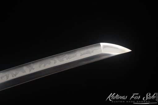 Japanese Katana Sword T10 Clay Tempered Steel with Flame Hamon and Hadori Polish with Red Wood Hand Carved Dragon Saya - Image 10