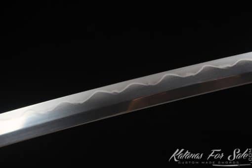 Handmade Katana Blade T10 Clay Tempered Steel with Round Hamon and Hadori Polish with Sparkle Black Saya - Image 14